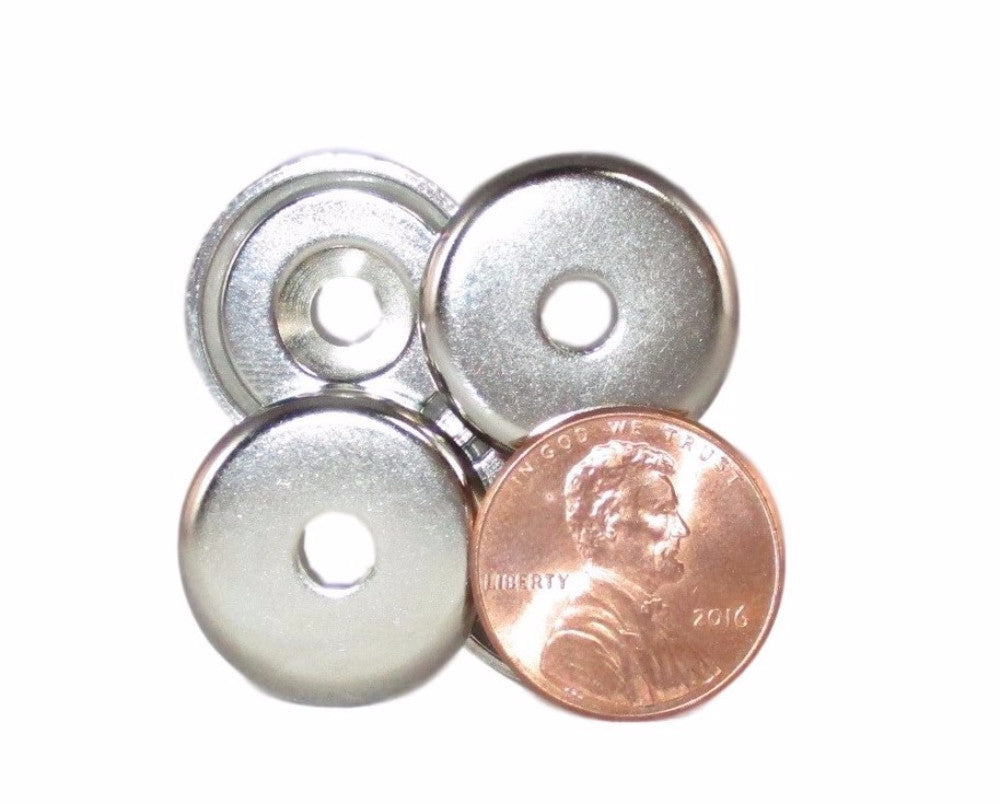 Manic Magnets - (4 Pack) 20 Lb. Pull Force, Countersunk Hole for #8 Bolt Size, Rare Earth Neodymium (N35) - TradeGear