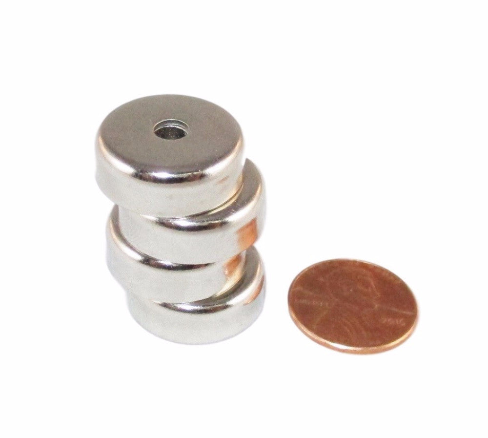 Manic Magnets - (4 Pack) 20 Lb. Pull Force, Countersunk Hole for #8 Bolt Size, Rare Earth Neodymium (N35) - TradeGear