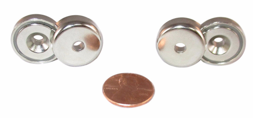 Manic Magnets - (4 Pack) 20 Lb. Pull Force, Countersunk Hole for #8 Bolt Size, Rare Earth Neodymium (N35) - TradeGear
