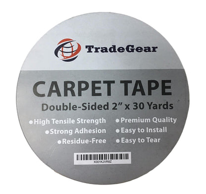 TradeGear Double Sided Carpet Tape - 2” x 30 Yards High Tensile Strength Rug Tape, Strong Adhesion, Durable, Residue Free, Easy to Install & Peel Off - TradeGear