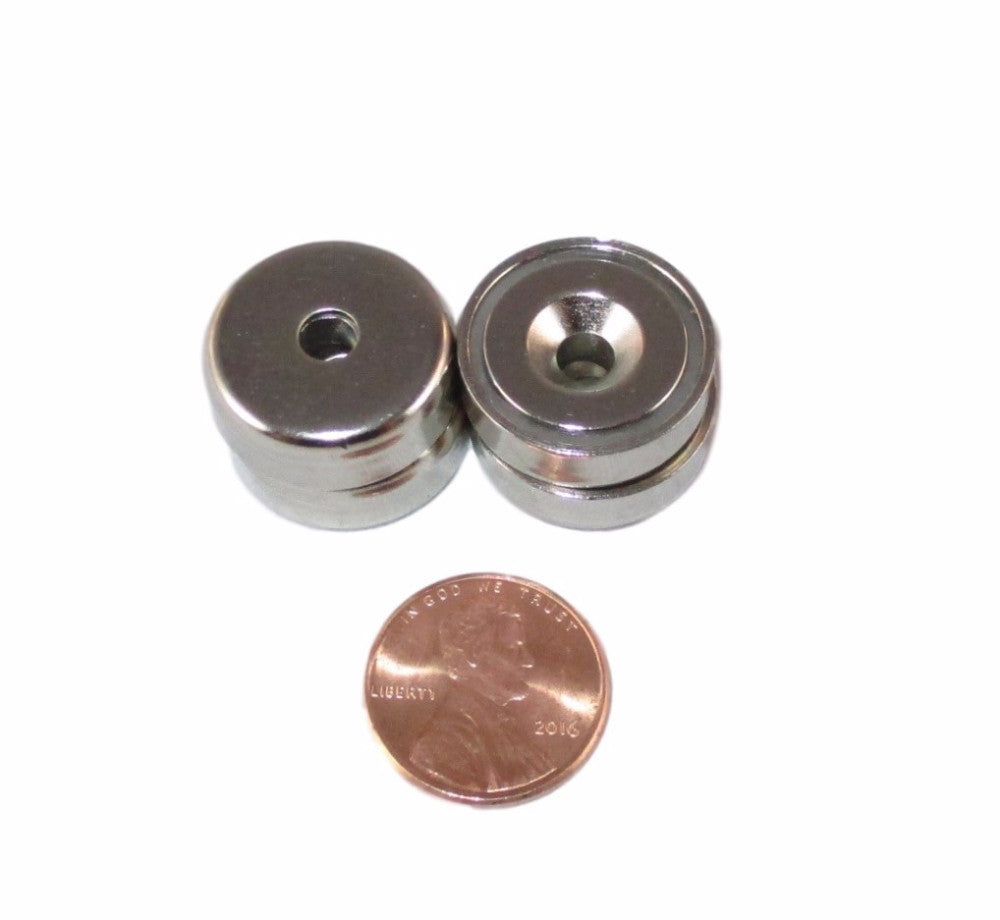 Manic Magnets - (4 Pack) 20 Lb. Pull Force, Countersunk Hole for #8 Bolt Size, Rare Earth Neodymium (N35) - TradeGear