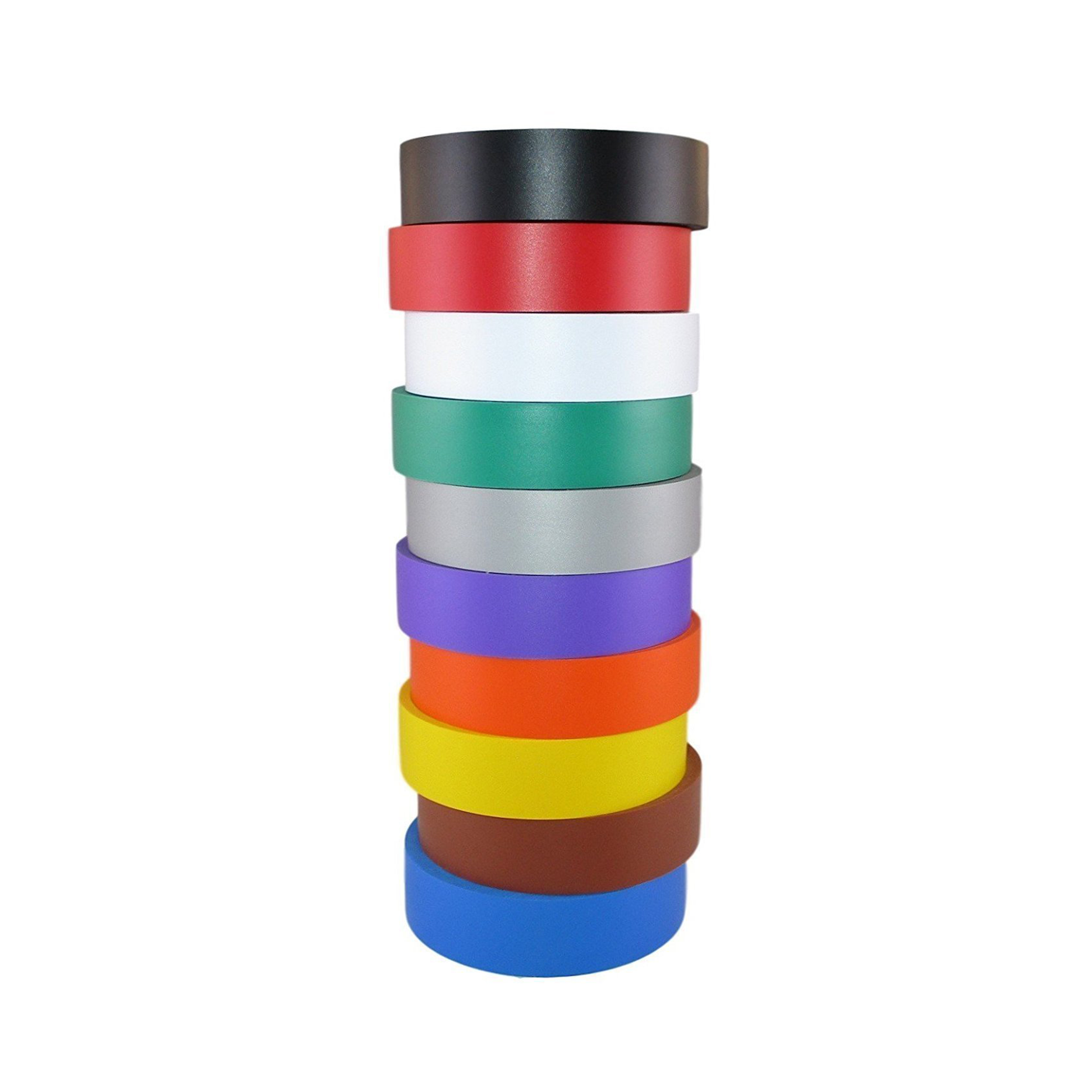 TradeGear Electrical Tape Assorted Matte Rainbow Colors 10 Pk Waterproof